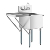 Regency 18" 16 Gauge Stainless Steel One Compartment Commercial Utility Sink with Faucet and Drainboard - 18" x 18" x 13" Bowl