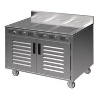 Spring USA BOH-3500DC-6 BOH Series 48" Mobile Induction Cooking Cart with 6 Ranges and Doors - 208-240V; 21 kW
