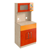 Flash Furniture Bright Beginnings 15 7/8" x 39 1/2" Wooden Children's Play Kitchen Storage Cabinet with Microwave