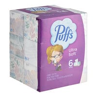 Puffs Ultra Soft 124 Sheet 6-Pack 2-Ply Facial Tissue Box - 24/Case