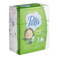 Puffs Plus Lotion 124 Sheet 3-Pack 2-Ply Facial Tissue Box - 24/Case