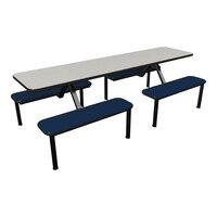 Plymold 24" x 96" White Table Top with Atlantis Blue Seating