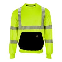 RefrigiWear HiVis Lime / Black Crewneck Sweatshirt with Reflective Tape