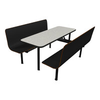 Plymold Contour 24" x 59" White Table Top with 2 Black Benches