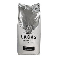 Lacas Coffee 100% Colombian Decaf Whole Bean Coffee 5 lb. - 4/Case