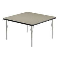 Correll Deluxe Square Savannah Sand 19"-29" Adjustable Height High-Pressure Laminate Top Activity Table with Silver Legs and Black T-Mold