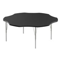 Correll EconoLine 60" Flower Black Granite 19"-29" Adjustable Height Melamine Top Activity Table with Silver Legs and Black T-Mold