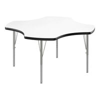 Correll Deluxe 48" Clover White 19"-29" Adjustable Height High-Pressure Laminate Top Activity Table with Silver Legs and Black T-Mold