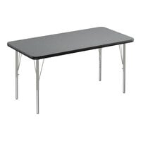 Correll Deluxe Rectangular Montana Granite 19"-29" Adjustable Height High-Pressure Laminate Top Activity Table with Silver Legs and Black T-Mold