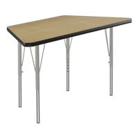 Correll Deluxe Trapezoid Fusion Maple 19"-29" Adjustable Height High-Pressure Laminate Top Activity Table