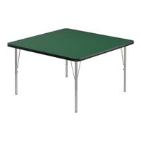Correll Deluxe Square Green 19"-29" Adjustable Height High-Pressure Laminate Top Activity Table with Silver Legs and Black T-Mold