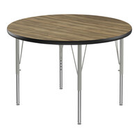 Correll Deluxe Round Colonial Hickory 19"-29" Adjustable Height High-Pressure Laminate Top Activity Table