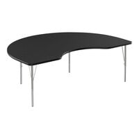 Correll EconoLine 48" x 72" Kidney Black Granite 19"-29" Adjustable Height Melamine Top Activity Table with Silver Legs and Black T-Mold