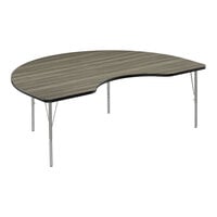 Correll Deluxe 48" x 72" Kidney New England Driftwood 19"-29" Adjustable Height High-Pressure Laminate Top Activity Table