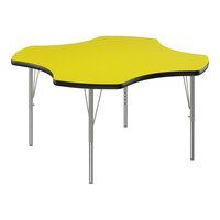 Correll Deluxe 48" Clover Yellow 19"-29" Adjustable Height High-Pressure Laminate Top Activity Table with Silver Legs and Black T-Mold