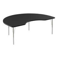 Correll 48" x 72" Kidney Black Granite 19" - 29" Adjustable Height Thermal-Fused Laminate Top Activity Table