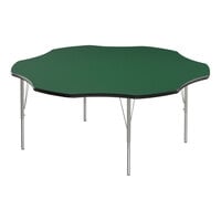 Correll Deluxe 60" Flower Green 19"-29" Adjustable Height High-Pressure Laminate Top Activity Table with Silver Legs and Black T-Mold