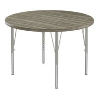 Correll Deluxe Round New England Driftwood 19"-29" Adjustable Height High-Pressure Laminate Top Activity Table