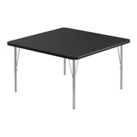 Correll Deluxe Square Black Granite 19"-29" Adjustable Height High-Pressure Laminate Top Activity Table with Silver Legs and Black T-Mold