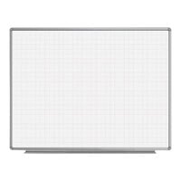 Luxor 48" x 36" Painted Steel Wall-Mounted Magnetic Ghost Grid Whiteboard with Aluminum Frame WB4836LB