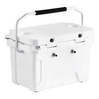 CaterGator JB20WH2 White 2 Faucet 21 Qt. Insulated Jockey Box with 65 ft. Coils