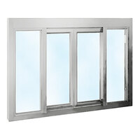 Ready Access 65162202 Model 131 53 1/2" x 4" x 37 3/4" Silver Bi-Parting Manual Drive-Thru Window with 1/4" Tempered Glass