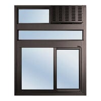 Ready Access 65327531. Model 275 47 1/2" x 4" x 59 1/2" Bronze Right-to-Left Manual Drive-Thru Window with 14" Transom and West Coast Window Package - 104/120V, 1 Phase