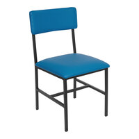 BFM Seating Meghan Black Powder-Coated Steel Side Chair with Customizable Vinyl Back and Seat