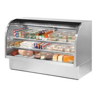True TCGG-72-S-HC-LD 72 1/4" Stainless Steel Curved Glass Refrigerated Deli Case
