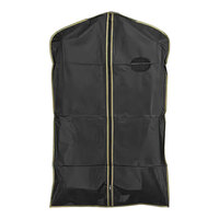 Econoco 24" x 54" Black 3 Gauge Vinyl Zippered Garment Cover with Taffeta Finish, Gold Trim, and Oval Window 54B/G