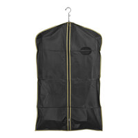 Econoco 20" x 40" Black 3 Gauge Vinyl Zippered Garment Cover with Taffeta Finish, Gold Trim, and Oval Window 40B/G