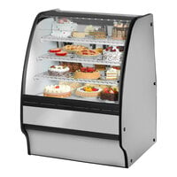 True TGM-R-36-SC/SC-S-W 36 1/4" Curved Glass Stainless Steel Refrigerated Bakery Display Case with White Interior