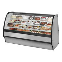 True TGM-R-77-SC/SC-S-W 77 1/4" Curved Glass Stainless Steel Refrigerated Bakery Display Case with White Interior