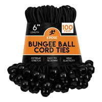Xpose Safety 6" Black Heavy-Duty Bungee Ball Cords BB-6B-100 - 100/Pack