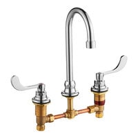 American Standard 6540175.002 Monterrey 0.5 GPM Deck-Mount Widespread Lavatory Faucet with 8" Centers, Rigid / Swivel Gooseneck Spout, and Wrist Blade Handles