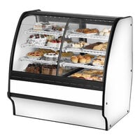 True TGM-DZ-48-SC/SC-W-W 48 1/4" Curved Glass White Refrigerated Dual Zone Bakery Display Case with White Interior