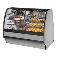 True TGM-DZ-59-SC/SC-S-S 59 1/4" Curved Glass Stainless Steel Refrigerated Dual Zone Bakery Display Case with Stainless Steel Interior