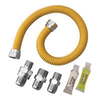 Dormont XL30C313MV6KIT48 SafetyShield 48" Yellow Polymer-Coated Stainless Steel Stationary Gas Connector Kit - 5/8" O.D.