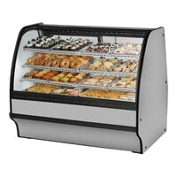 True TGM-DC-59-SC/SC-S-W 59 1/4" Curved Glass Stainless Steel Dry Bakery Display Case with White Interior