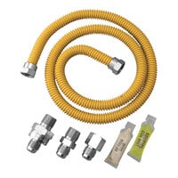 Dormont 20C3231V4KIT48B SafetyShield 48" Yellow Polymer-Coated Stainless Steel Stationary Gas Connector Kit - 1/2" O.D.