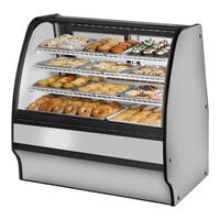 True TGM-DC-48-SC/SC-S-W 48 1/4" Curved Glass Stainless Steel Dry Bakery Display Case with White Interior