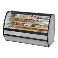 True TGM-DC-77-SC/SC-S-W 77 1/4" Curved Glass Stainless Steel Dry Bakery Display Case with White Interior