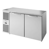 True TBR60-RISZ1-L-S-SS-1 60" Stainless Steel Solid Door Narrow Back Bar Refrigerator with LED Lighting