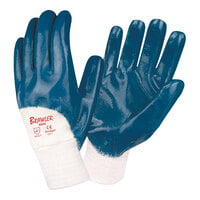 Cordova Brawler Smooth Supported Nitrile Gloves with Jersey Lining, Sanitized Treatment, and Knit Wrist - Large - 12/Pack