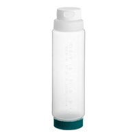 Vollrath Traex® 24 oz. Clear FIFO Squeeze Dispenser with White FlowCut Cap and Green Base Cap