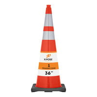 Xpose Safety 36" Slim Line Orange Heavy-Duty PVC Traffic Cone with 12 lb. Base and Double Reflective Collars OTC36SL-64-12L-1-X