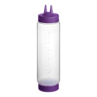 Vollrath Traex® 24 oz. Clear FIFO Squeeze Dispenser with Purple Twin Tip Cap and Base Cap