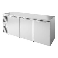 True TBR84-PTSZ1-L-S-SSS-SSS-1 84" Stainless Steel Solid Door Pass-Through Back Bar Refrigerator with LED Lighting