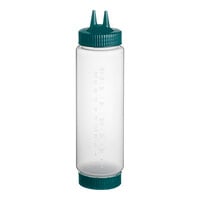 Vollrath Traex® 24 oz. Clear FIFO Squeeze Dispenser with Green Twin Tip Cap and Base Cap