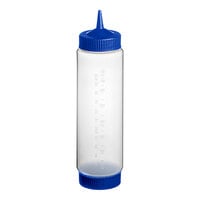 Vollrath Traex® 24 oz. Clear FIFO Squeeze Dispenser with Blue Single Tip Cap and Base Cap